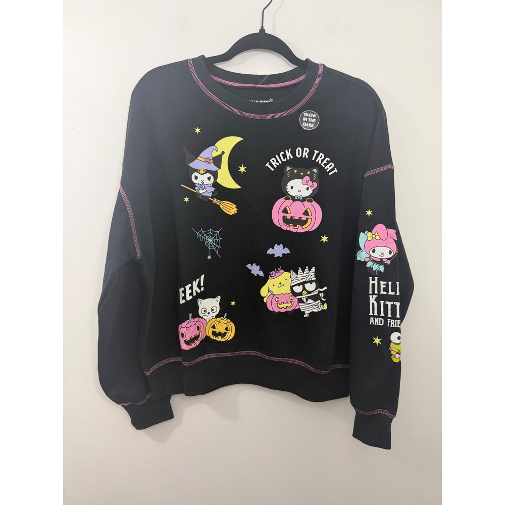 Sanrio Hello Kitty and Friends Halloween Glow In The Dark Sweatshirt Black M